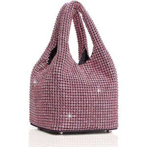 NWT Sparkling Bling SwarovskI Crystal Rhinestone Bucket Bag Shoulder Pus…
